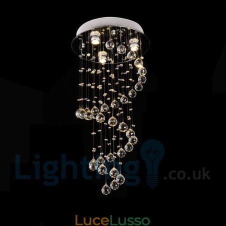 Lampada da soffitto a filo rotonda moderna in cristallo K9 a 3 luci Lampada da soffitto a filo rotonda moderna in cristallo K9 a 3 luci