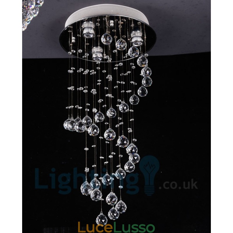 Lampada da soffitto a filo rotonda moderna in cristallo K9 a 3 luci