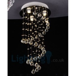 Lampada da soffitto a filo rotonda moderna in cristallo K9 a 3 luci