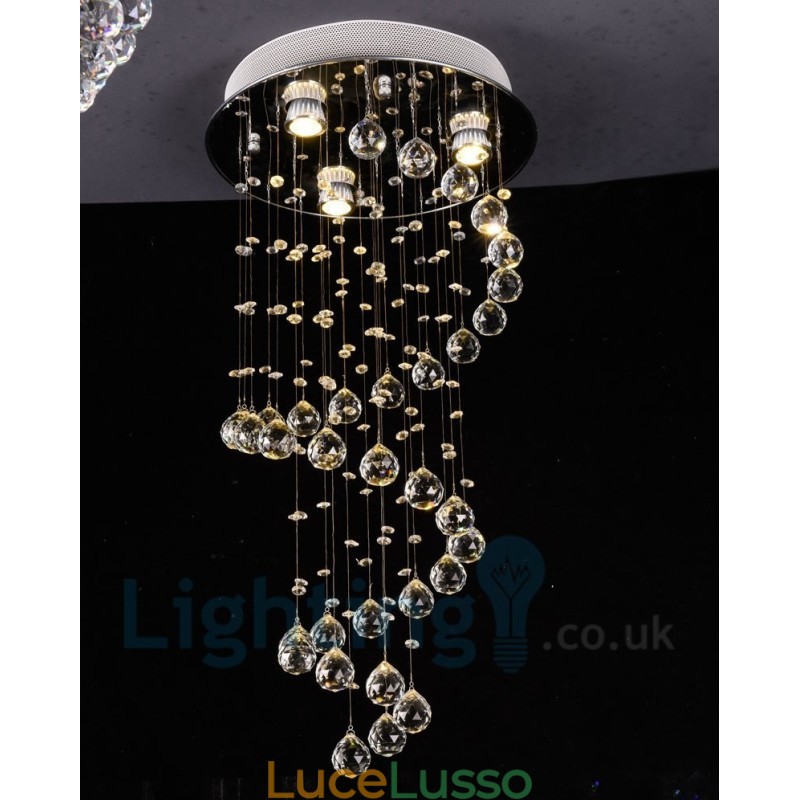 Lampada da soffitto a filo rotonda moderna in cristallo K9 a 3 luci