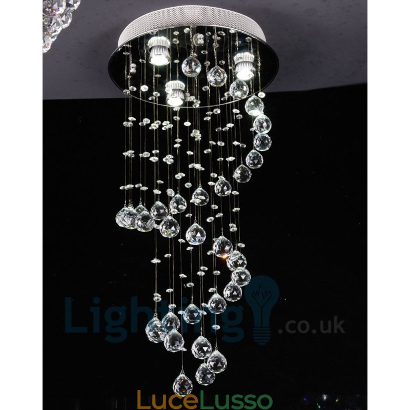 Lampada da soffitto a filo rotonda moderna in cristallo K9 a 3 luci