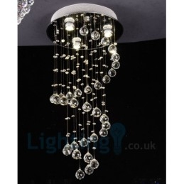 Lampada da soffitto a filo rotonda moderna in cristallo K9 a 3 luci