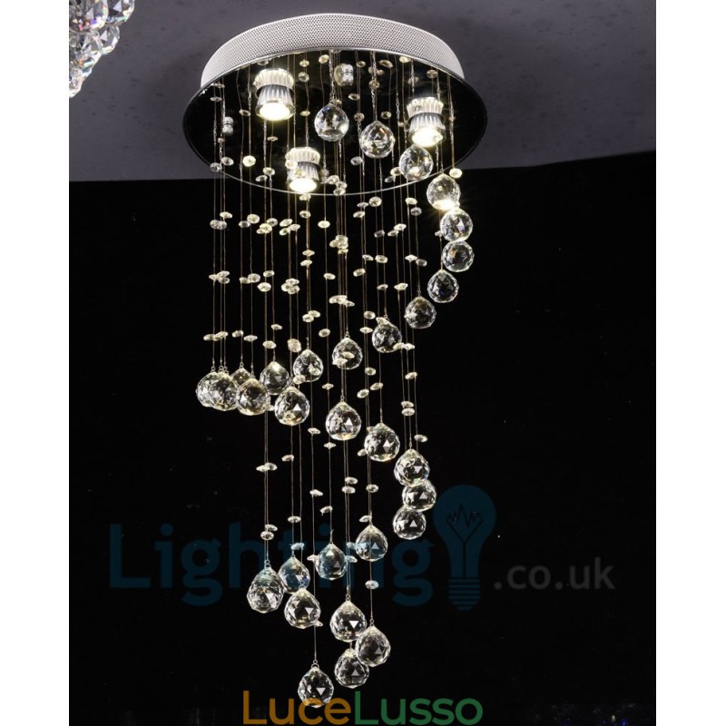 Lampada da soffitto a filo rotonda moderna in cristallo K9 a 3 luci