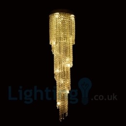 4 x GU10 + 8 x G4 150CM lunga luce a goccia di cristallo moderna K9 luce da soffitto rotonda a filo