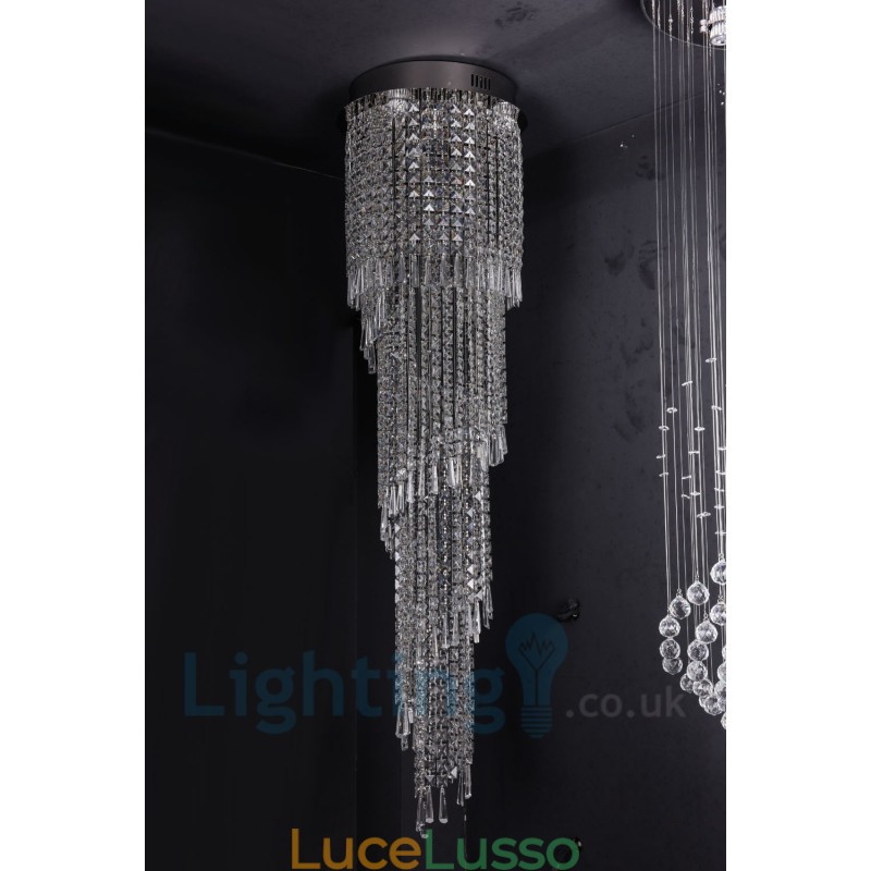 4 x GU10 + 8 x G4 150CM lunga luce a goccia di cristallo moderna K9 luce da soffitto rotonda a filo