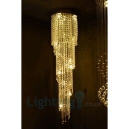 4 x GU10 + 8 x G4 150CM lunga luce a goccia di cristallo moderna K9 luce da soffitto rotonda a filo