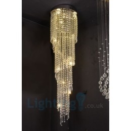 4 x GU10 + 8 x G4 150CM lunga luce a goccia di cristallo moderna K9 luce da soffitto rotonda a filo