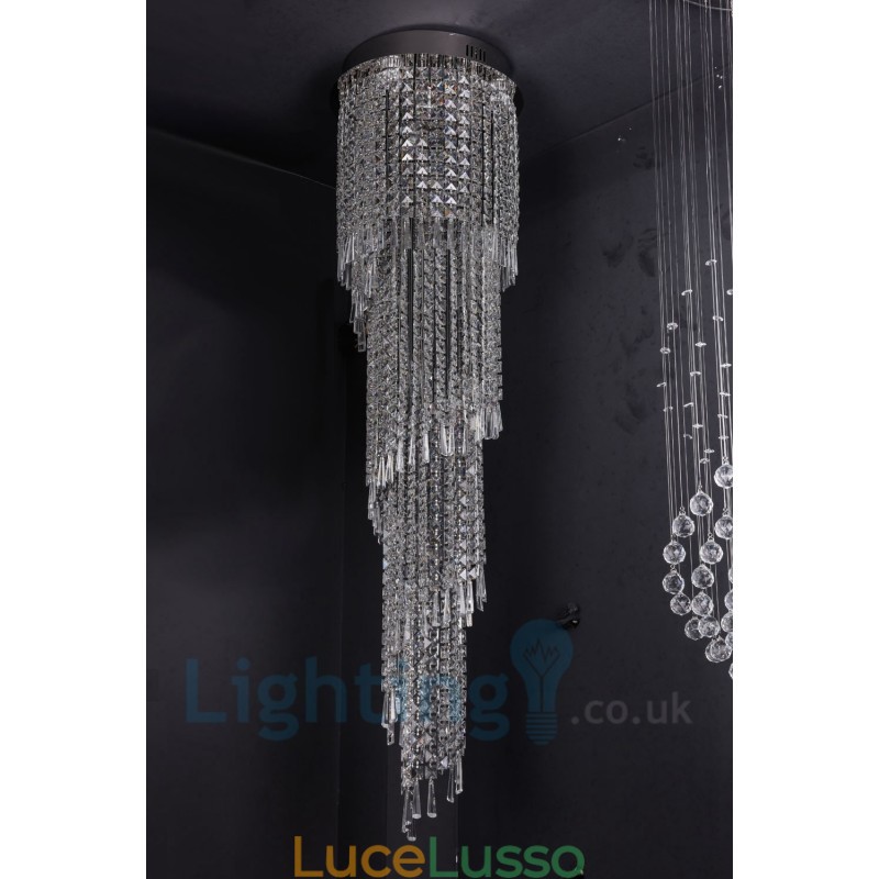 4 x GU10 + 8 x G4 150CM lunga luce a goccia di cristallo moderna K9 luce da soffitto rotonda a filo