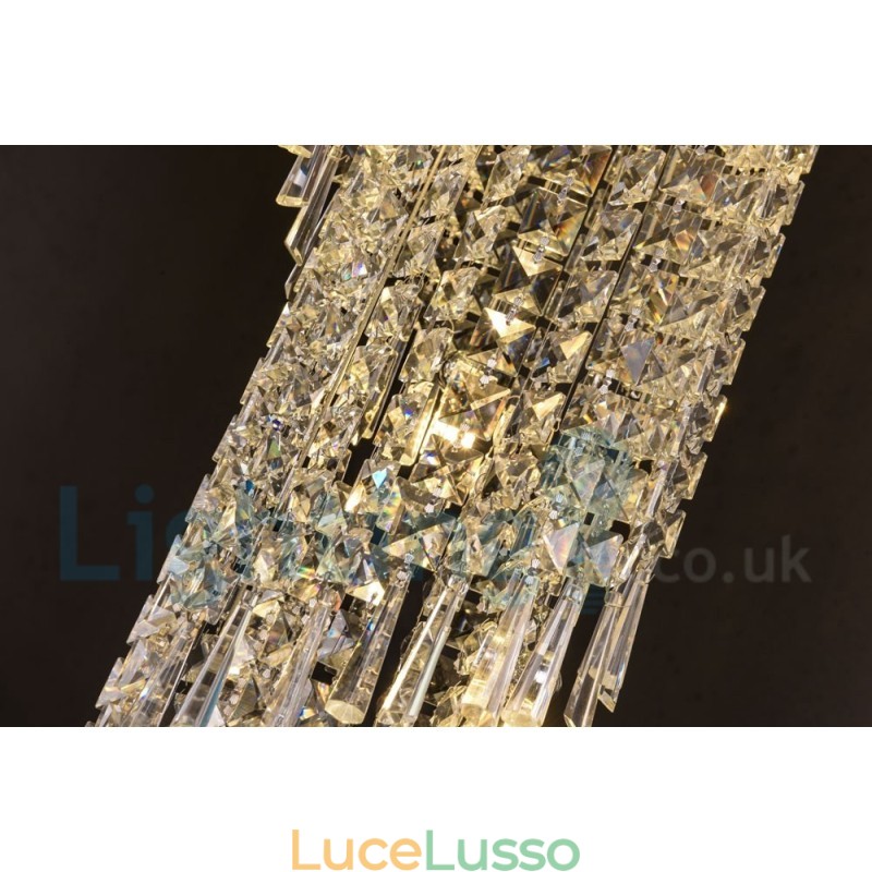 4 x GU10 + 8 x G4 150CM lunga luce a goccia di cristallo moderna K9 luce da soffitto rotonda a filo