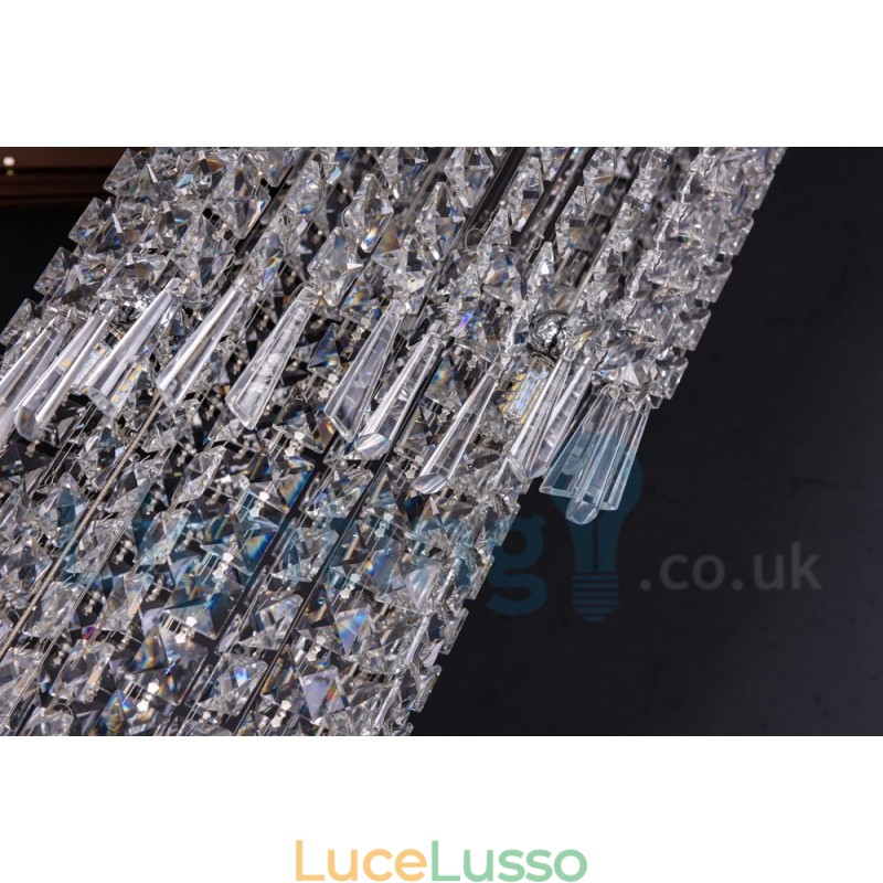 4 x GU10 + 8 x G4 150CM lunga luce a goccia di cristallo moderna K9 luce da soffitto rotonda a filo