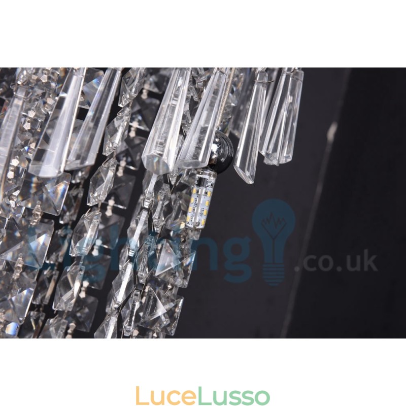 4 x GU10 + 8 x G4 150CM lunga luce a goccia di cristallo moderna K9 luce da soffitto rotonda a filo