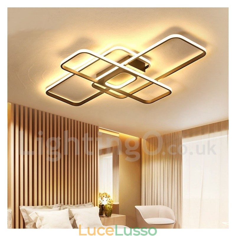 Moderna plafoniera contemporanea in alluminio con dimmer remoto, montaggio a filo, può essere utilizzata anche come applique
