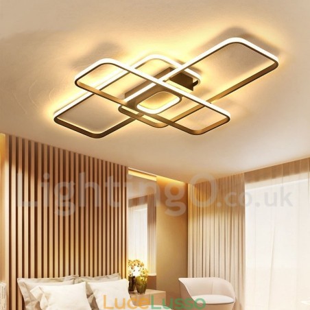 Moderna plafoniera contemporanea in alluminio con dimmer remoto, montaggio a filo, può essere utilizzata anche come applique Moderna plafoniera contemporanea in alluminio con dimmer remoto, montaggio a filo, può essere utilizzata anche come applique