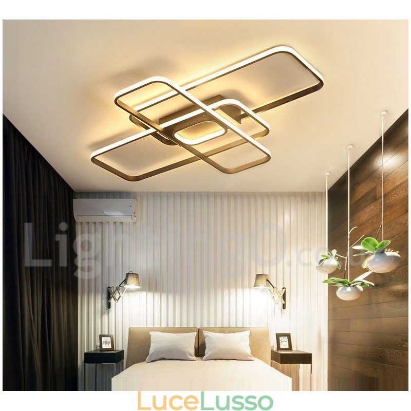 Moderna plafoniera contemporanea in alluminio con dimmer remoto, montaggio a filo, può essere utilizzata anche come applique
