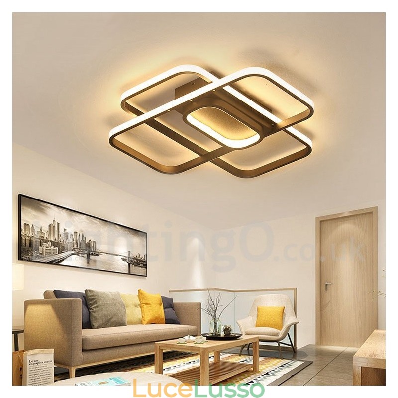 Moderna plafoniera contemporanea in alluminio con dimmer remoto, montaggio a filo, può essere utilizzata anche come applique