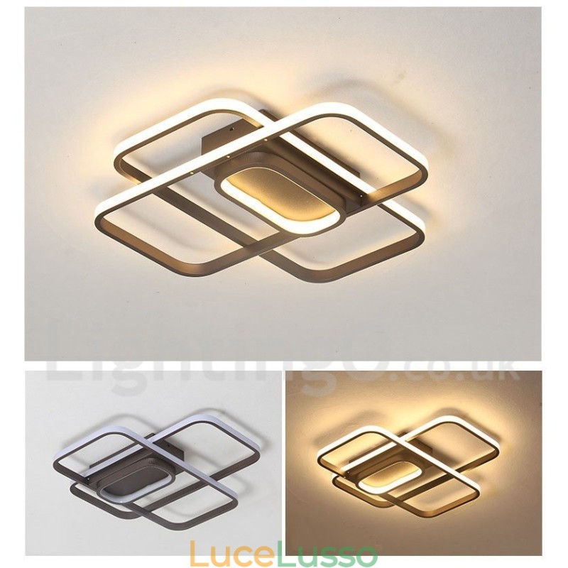 Moderna plafoniera contemporanea in alluminio con dimmer remoto, montaggio a filo, può essere utilizzata anche come applique