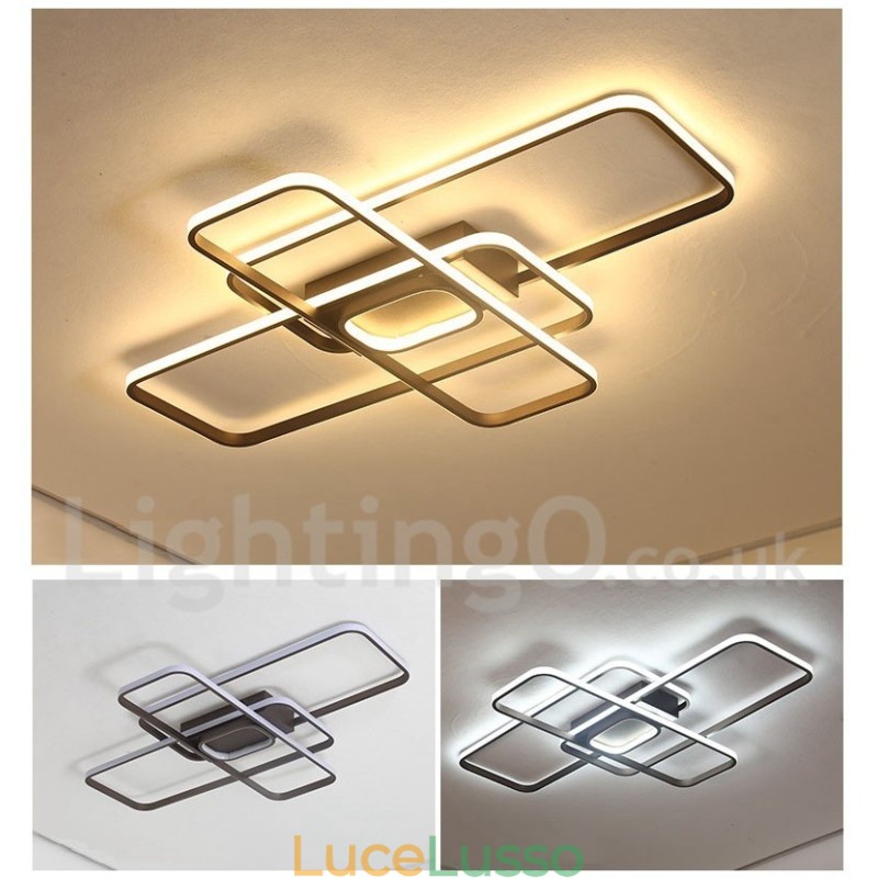Moderna plafoniera contemporanea in alluminio con dimmer remoto, montaggio a filo, può essere utilizzata anche come applique