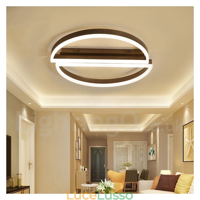 Lampada da soffitto rotonda moderna contemporanea in alluminio con montaggio a filo e dimmer remoto, può essere utilizzata anche come lampada da parete