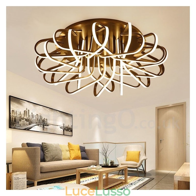 Lampada da soffitto moderna e contemporanea in alluminio dimmerabile Bird's Nest, da usare anche come applique
