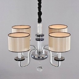 Lampadario moderno minimalista con illuminazione in tessuto e cristallo