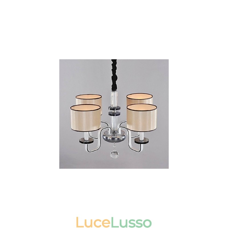Lampadario moderno minimalista con illuminazione in tessuto e cristallo