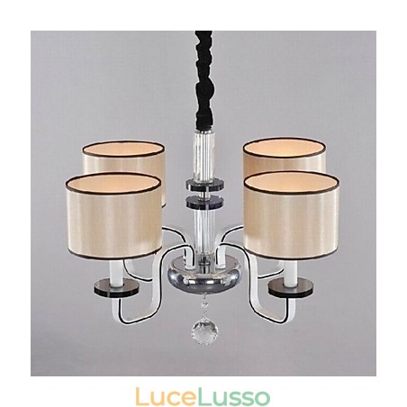 Lampadario moderno minimalista con illuminazione in tessuto e cristallo Lampadario moderno minimalista con illuminazione in tessuto e cristallo