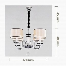 Lampadario moderno minimalista con illuminazione in tessuto e cristallo