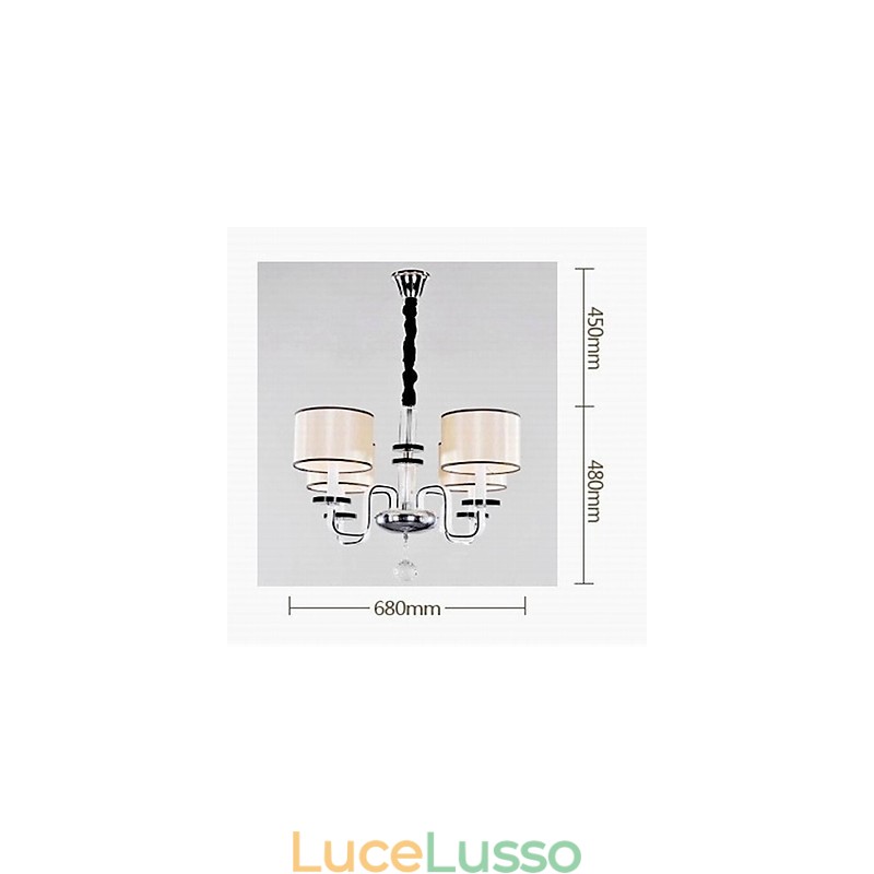 Lampadario moderno minimalista con illuminazione in tessuto e cristallo