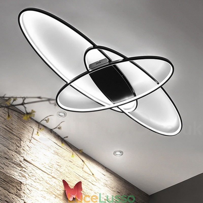 Lampada da soffitto ovale moderna contemporanea in alluminio dimmerabile, lampada da soffitto a filo per soggiorno, camera da letto, può essere utilizzata anche come applique