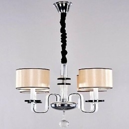Lampadario moderno minimalista con illuminazione in tessuto e cristallo