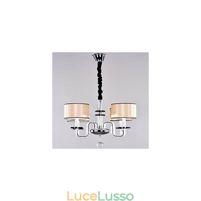 Lampadario moderno minimalista con illuminazione in tessuto e cristallo