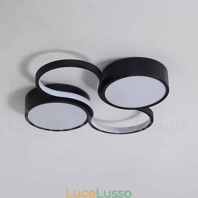 Lampada da soffitto moderna e contemporanea in alluminio dimmerabile, da montare a filo, per soggiorno, camera da letto, può essere utilizzata anche come applique.