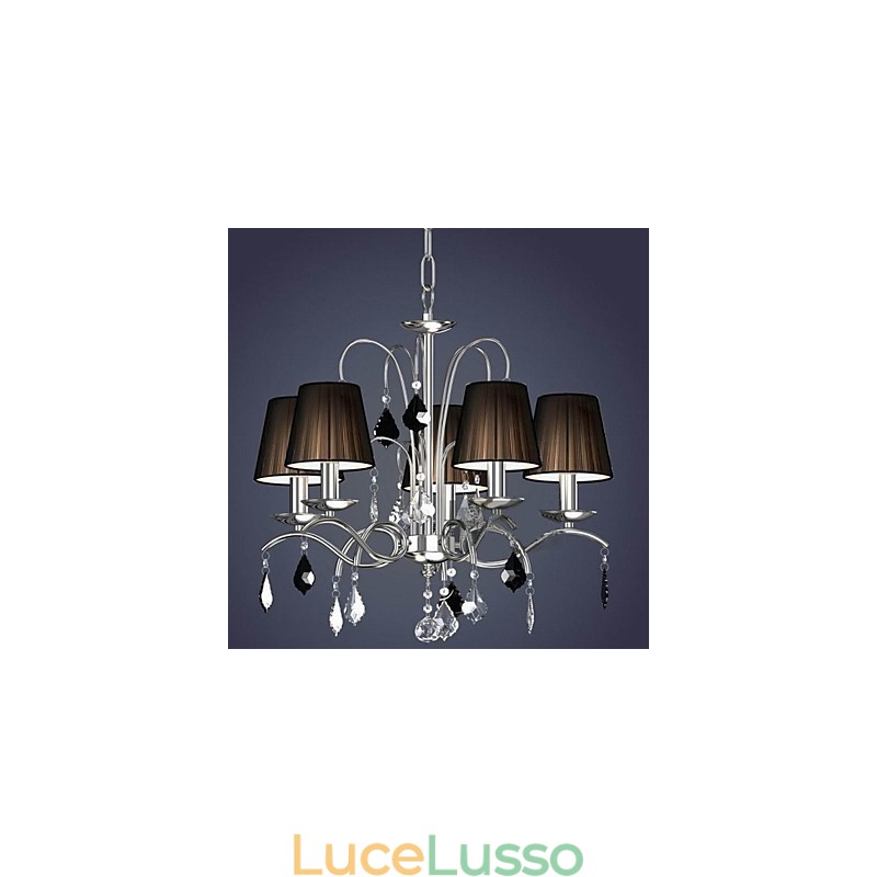 Paralume in tessuto Lampadario in cristallo 5 luci