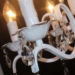 Lampadario a candela pendente bianco rustico retrò vintage in cristallo a 6 luci