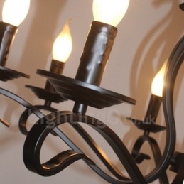 Lampadario a sospensione rustico retrò vintage nero a 8 luci