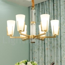 Lampadario a sospensione in cristallo di ottone retrò vintage con paralumi in vetro
