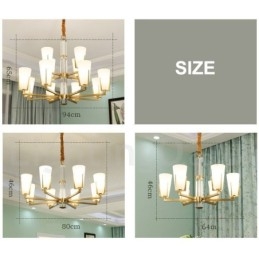 Lampadario a sospensione in cristallo di ottone retrò vintage con paralumi in vetro