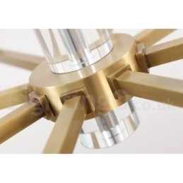 Lampadario a sospensione in cristallo di ottone retrò vintage con paralumi in vetro