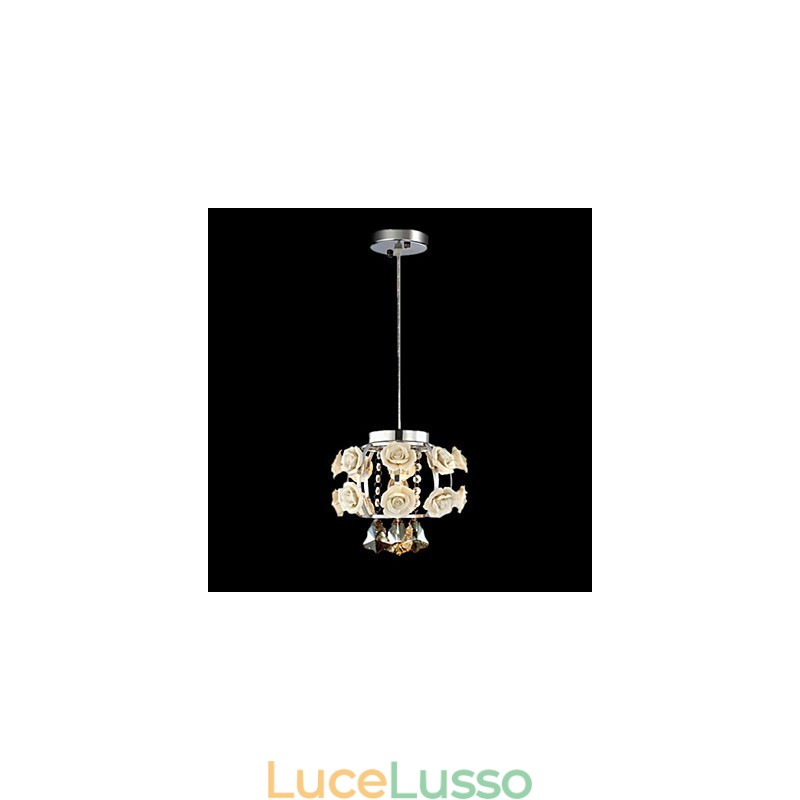Lampadario Cristallo Moderno Contemporaneo Lanterna Metallo 1 Luce