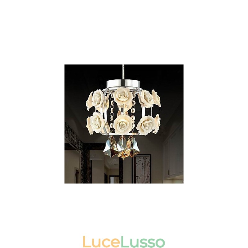 Lampadario Cristallo Moderno Contemporaneo Lanterna Metallo 1 Luce