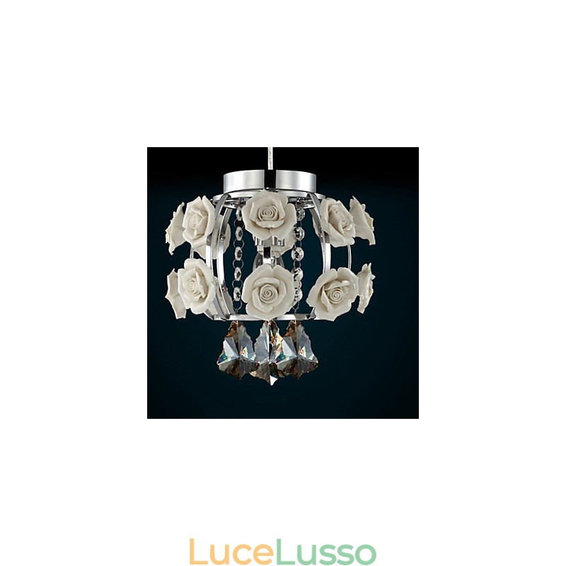 Lampadario Cristallo Moderno Contemporaneo Lanterna Metallo 1 Luce