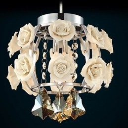 Lampadario Cristallo Moderno Contemporaneo Lanterna Metallo 1 Luce