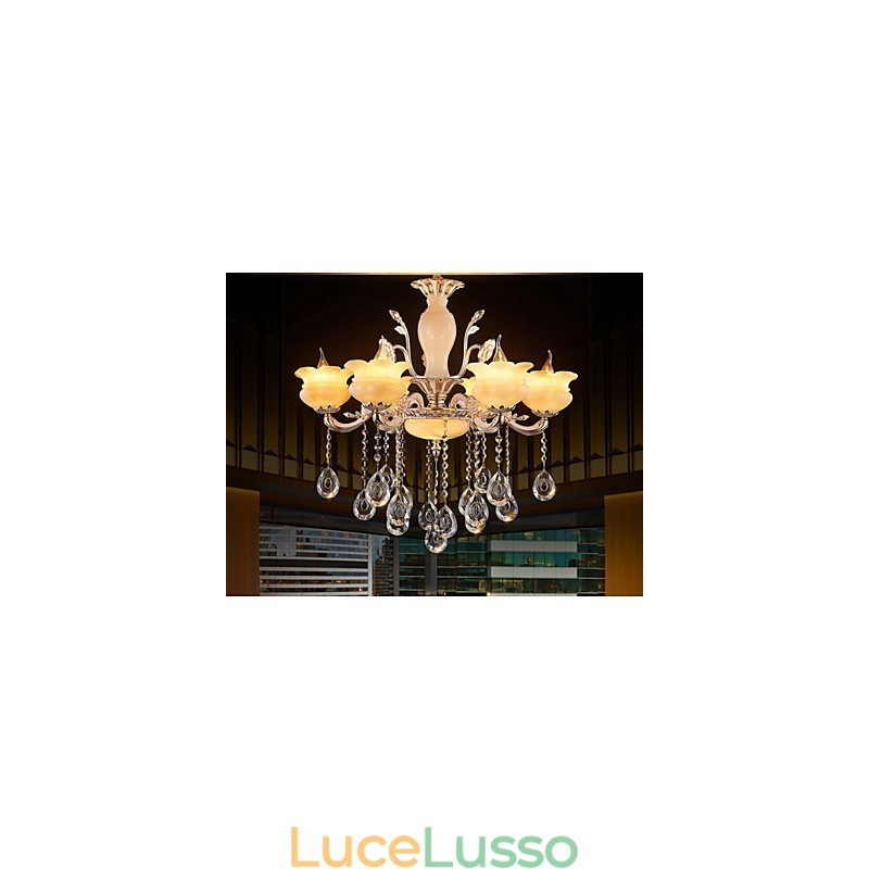 Lampada a sospensione in cristallo di giada, lampadario in stile candela