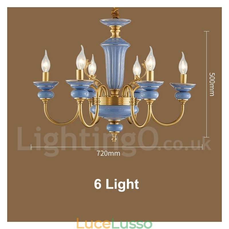 Lampadario a sospensione in ceramica in ottone vintage retrò
