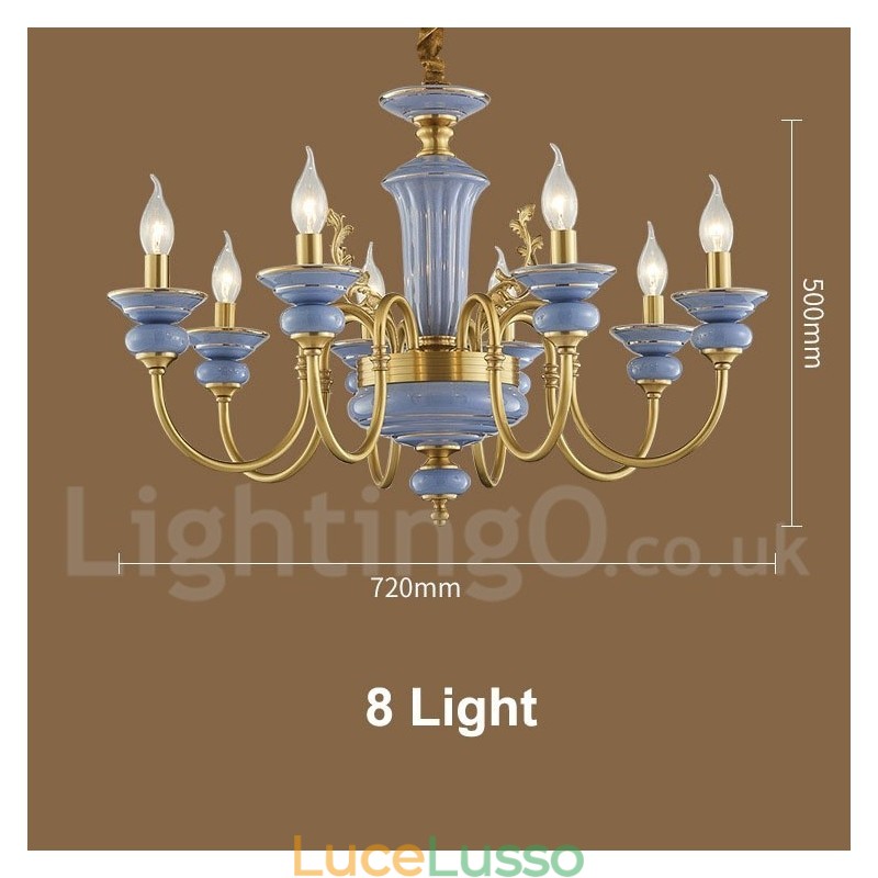 Lampadario a sospensione in ceramica in ottone vintage retrò