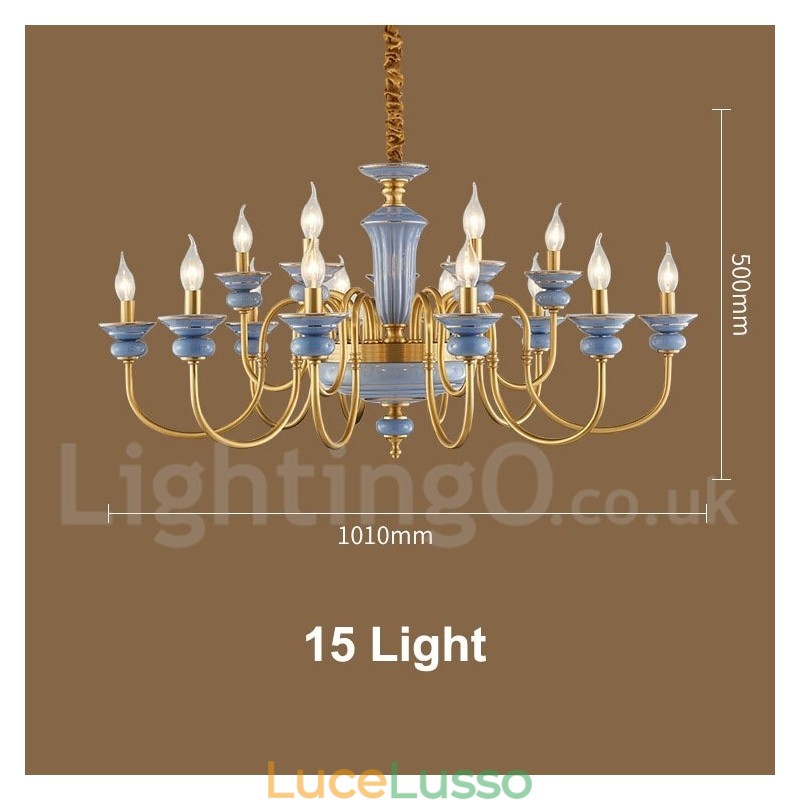 Lampadario a sospensione in ceramica in ottone vintage retrò