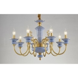 Lampadario a sospensione in ceramica in ottone vintage retrò