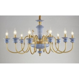 Lampadario a sospensione in ceramica in ottone vintage retrò