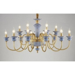 Lampadario a sospensione in ceramica in ottone vintage retrò
