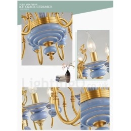 Lampadario a sospensione in ceramica in ottone vintage retrò